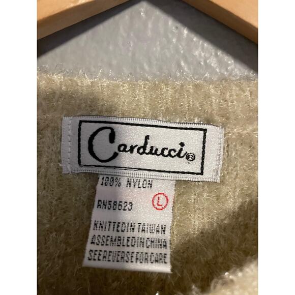 Carducci Sweater Womens Large Beige Ribbed Button Front Fuzzy Knit Soft Cardigan - Picture 3 of 7